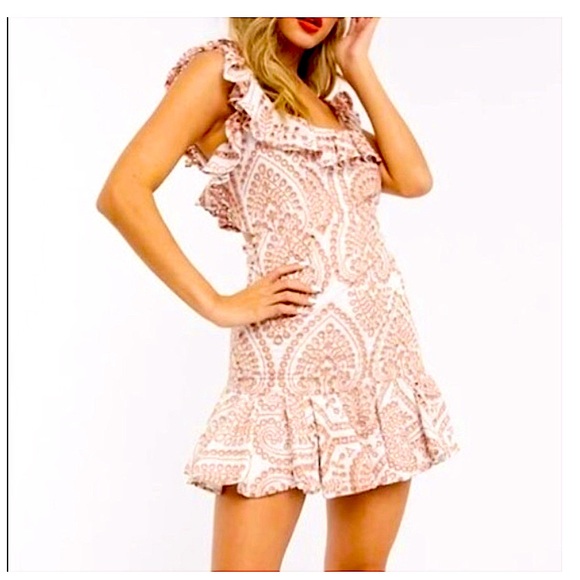 Bardot eyelet embroidered Eliza white contrast ruffles open back dress - Picture 2 of 6